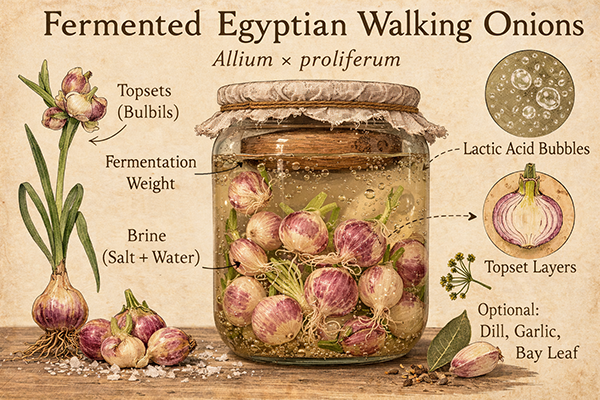 Fermenting Egyptian Walking Onions.