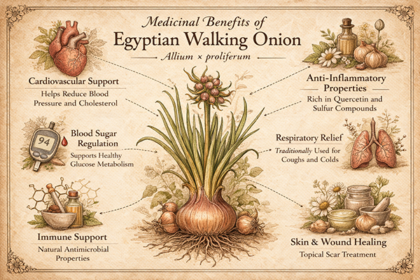 Health benefits of the Egyptian Walking Onion.